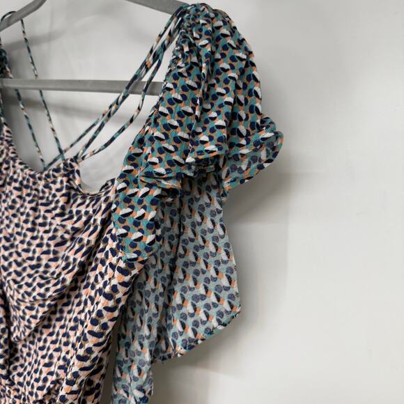 Elevenses Anthropologie Madalenna Ruffle Sleeve Romper Women's Sz S Printed Boho - Picture 5 of 9